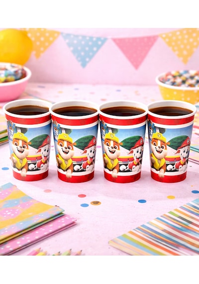 Paw Patrol Rubble Temalı Karton Bardak - Doğum Günü Parti Malzemeleri 100 Adet Diğer