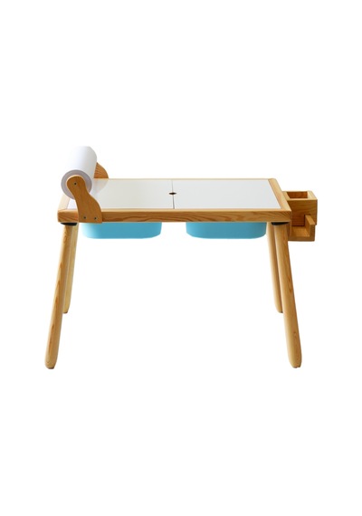 Woodnjoy Ahşap Duyusal Çocuk Aktivite Masası + Rulo Kağıt - Mavi