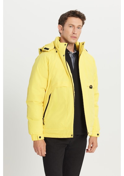 AC&Co / Altınyıldız Classics Erkek Sarı Standart Fit Normal Kesim Kapüşonlu Dik Yaka Yan Cepli Casual Mont Sari