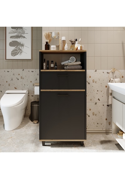 Çamaşır Sepetli Banyo Dolabı, Çok Amaçlı Dolap 60 Cm Antrasit - Atlantik Çam Çamaşır Sepetli Banyo Dolabı, Çok Amaçlı Dolap 60 Cm Antrasit - Atlantik Çam