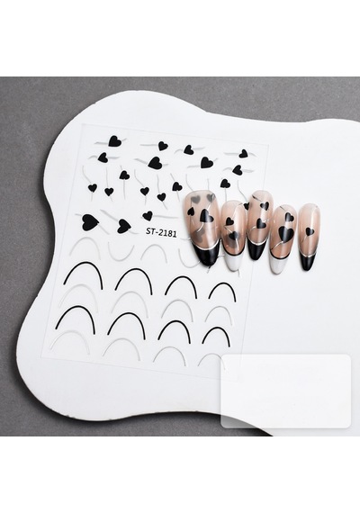 Gümüş Kalp Ve Şerit Tırnak Sticker Kalp Tırnak Etiketi Nail Art 2181s