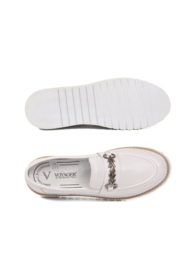 Voyager Beyaz Hakiki Deri Anatomik Rahat Tabanlı Toka Detaylı Kadın Casual Ayakkabı Loafer Z273 Z Voyager Beyaz Hakiki Deri Anatomik Rahat Tabanlı Toka Detaylı Kadın Casual Ayakkabı Loafer Z273 Z
