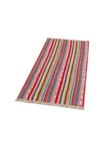 Çok Renkli Çizgili El Dokuma Koyun Yünlü Fars Kilim