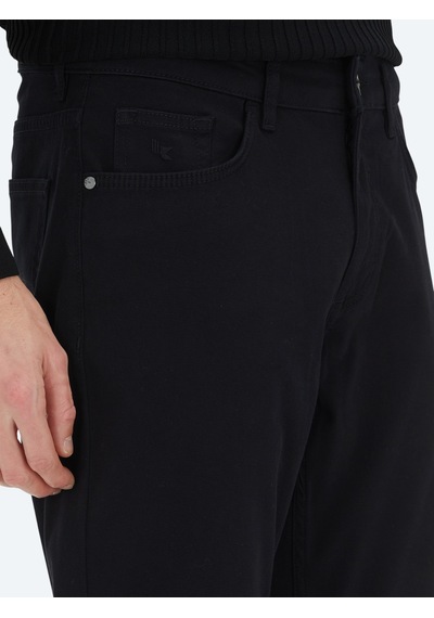 Kip Siyah Düz Dokuma Slim Fit Casual Pamuk Karışımlı Pantolon Siyah -