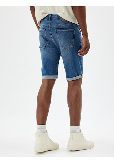 Koton Oversize Kot Şort Bermuda Cep Detaylı Pamuklu Koyu İndigo 4sam40093nd İndigo