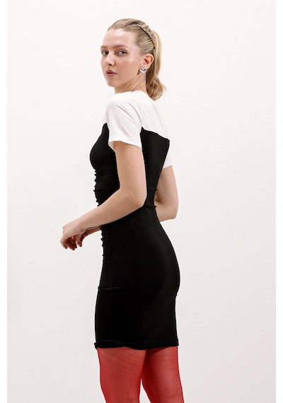 Bigdart 2472 Büzgülü Mini Elbise - Siyah 001