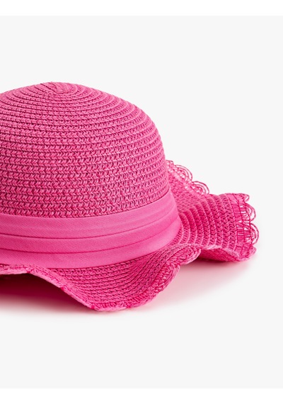 Koton Şerit Detaylı Hasır Şapka Pembe 5skg40019aa Gül