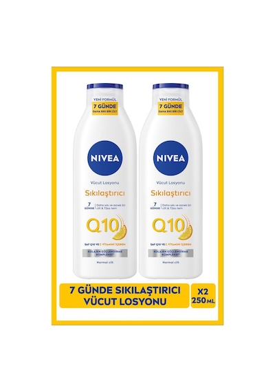 NIVEA Q10 7 Günde Sıkılaştırıcı Vücut Bakım Losyonu 250ml, C Vitamini, Nemlendirici, X2 Adet