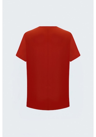 Sateen Geniş Kısa Kollu Bluz - Mercan-137799