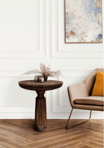 Wood Wooden Ahşap Tekli Fitilli Mantar Yan Sehpa / Ceviz Renk / Mushroom Side Table Kahverengi