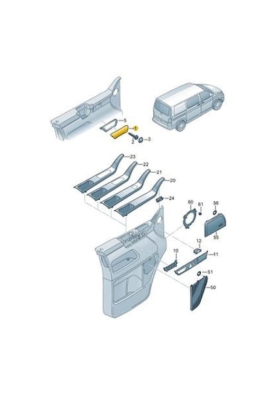 Vw Transporter T5 Ön Kapı İç Çekme Kolu Üst Kapağı 7h0867171b