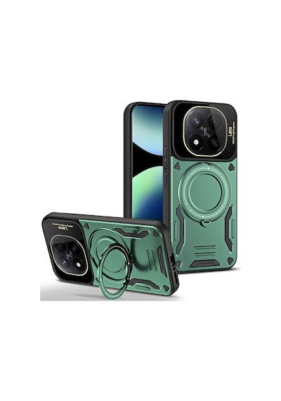 Newface - 232 - Xiaomi Redmi Note 14 Pro 5g Kılıf Joy Lens Standlı Kapak - - Ece-umay - Koyu Yeşil