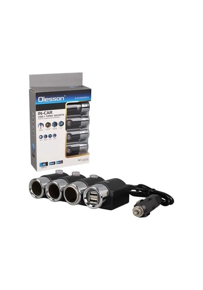 Hubrendy Sh Olesson 1508 12-24v 3lü Çift Usbli 120w 80 Cm Kablolu Araç Çakmak Çoklayıcı
