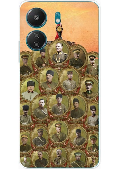 Redmi 13c Uyumlu Atatürk Ve Kurtuluş Savaşı Komutanları Baskılı Silikon Kılıf Renkli