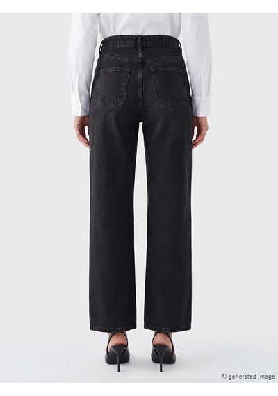 Lc Waikiki Siyah Straight Fit Kadın Jean Pantolon