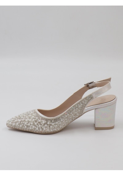 Nesilshoes Nesil Shoes Özma 7006-2 Sedef Taşlı Kadın Sandalet