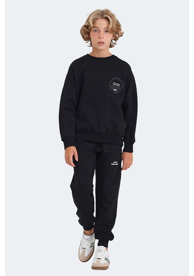 Slazenger Lone 2 Li Set Unisex Çocuk Siyah - Koyu Gri Sweatshırt