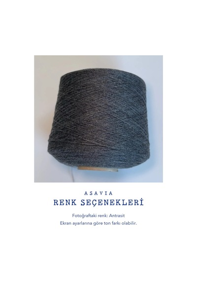 Asavia İtalyan Merinos Yünü Örgü İpi Bobin %100 Merino 100 Gr Antrasit
