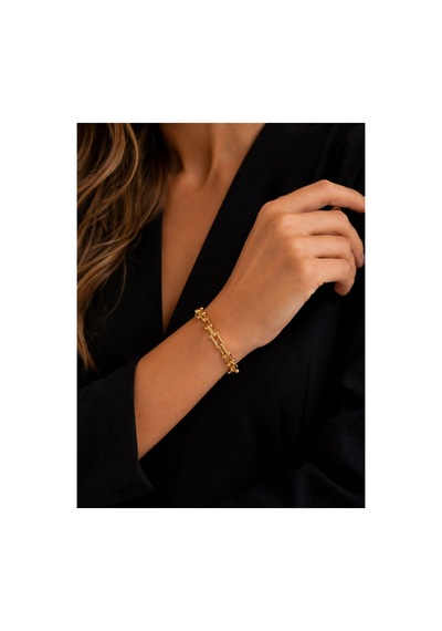 14k Renk Gold Zincir Detaylı Kadın Bileklik 17 +4 Cm Altın - 888722305 Altın