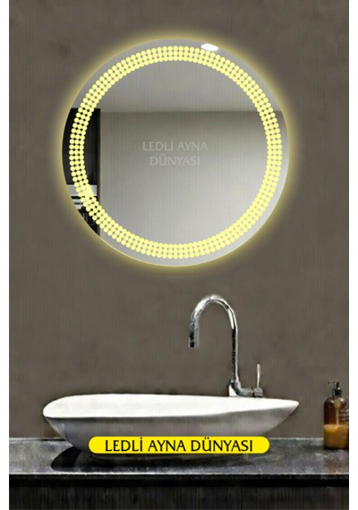 60 Cm Günışığı Banyo Antre Makyaj Duvar Ledli Ayna Beyaz - Gümüş