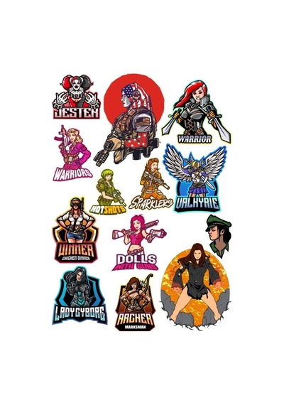 Savaşçı Kadın Sticker Set-1 12 Parça Telefon, Tablet, Defter, Laptop Sticker
