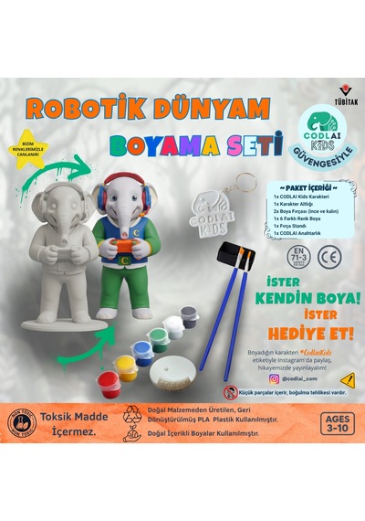 Codlaı Kids Robotik Dünyam 3d Boyama Seti - Çocuklar İçin Eğitici Yaratıcı Oyuncak Boyama Kiti - Gamer Fil