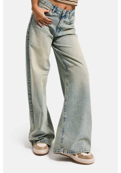 Itsbasic Kadın T.kot Rengi 4s6-67 Wide Leg Loose Fit %100 Koton Denim Jean
