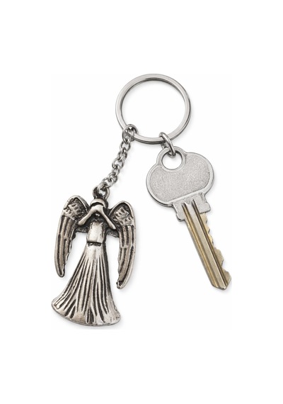 Melek Figürlü Metal Anahtarlık Gümüş Renk Unisex Aksesuar