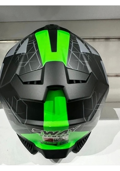 Sway Sw-865 Motosiklet Kaskı Yeşil Gri Siyah