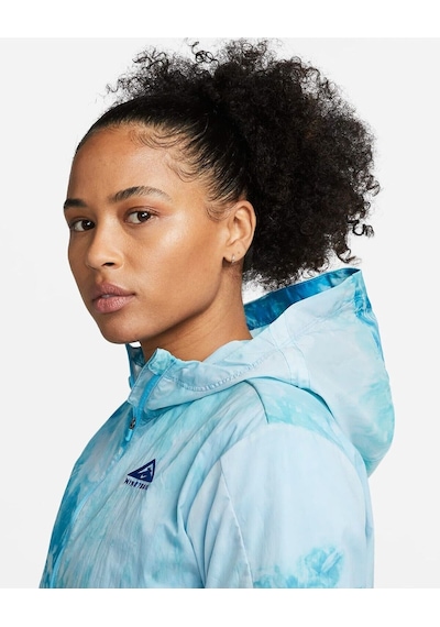 Repel Trail-running All-over Printed Recoverable Full-zip Hoodie Kadın Ceket Ndd Sport Mavi
