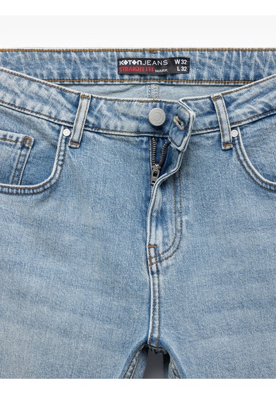 Koton Düğmeli Pamuklu Normal Bel Straight Fit Jean Pantolon - Mark Jean Açık İndigo 5sam40019nd Açık İndigo Koton Düğmeli Pamuklu Normal Bel Straight Fit Jean Pantolon - Mark Jean Açık İndigo 5sam40019nd Açık İndigo