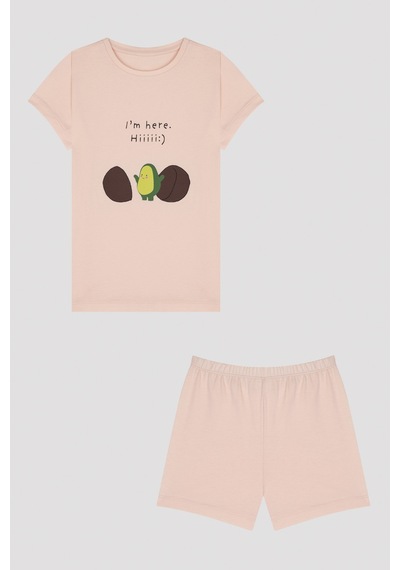 Penti Kız Çocuk Avokado Baskılı Pijama Takımı Pembe
