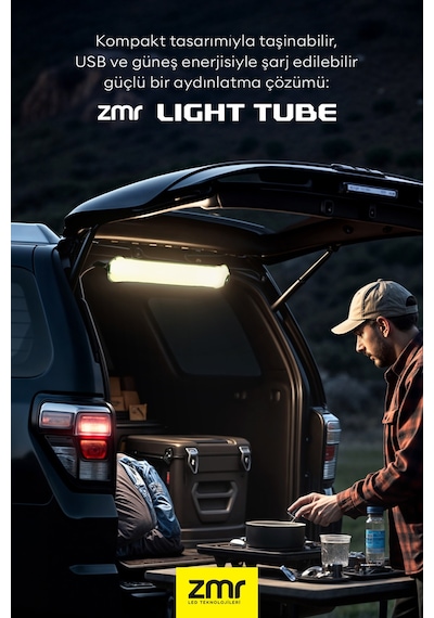 Light Tube Led Güneş Enerjili Şişirilebilir Tüp Işık 4000mah Outdoor 24 Saat Kamp & Acil Durum Işığı Siyah