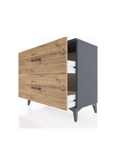 Hyperion Şifonyer 2 Çekmeceli 88x44x80 Antrasit-çam Antrasit