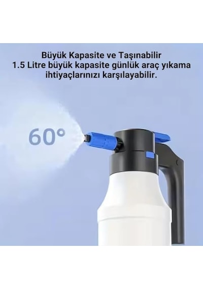 Polham Şarjlı Otomatik 1.5 Litre Yüksek Basınçlı Araç Yıkama Köpük Püskürtücü El Pompası Otomobil Temizleme Pompası