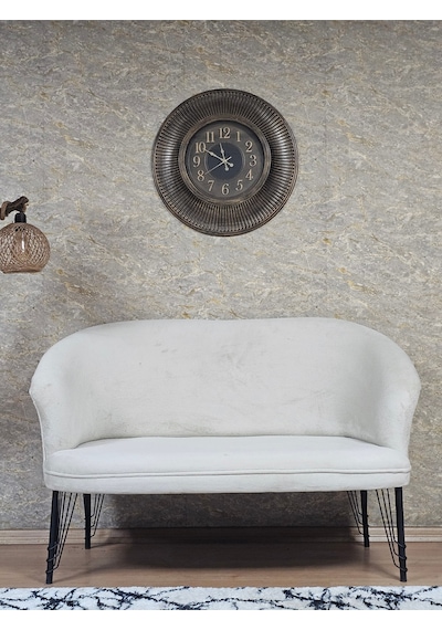 Zafir İkili Teddy Siyah Boyalı Telli Ayak Çay Seti Koltuk İkili Berjer , Balkon, Salon, Ofis Krem