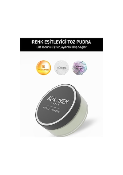 Alix Avien Renk Düzenleyici Uzun Süre Kalıcı Sabitleyici Mat Toz Pudra - Color Correcting Loose Powder Mint 04 Beige