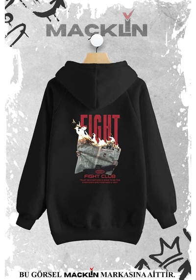 Macklin Unisex Kadın Erkek Fight Club Özel Tasarım Baskılı Sweatshirt Siyah Mck0954 Siyah