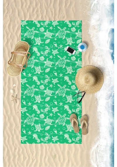 Underwater Desen Dijital Baskılı 75x150 Cm Plaj Havlusu Yeşil