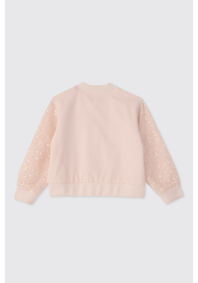 Panço Kız Bebek Pudra Payetli Bomber Ceket Pembe 2611GB22009