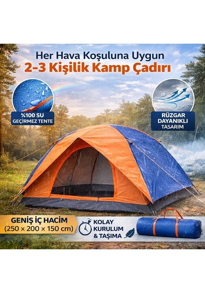 River World Kamp Ve Doğa İçin Çadır Kurulumu Manuel 2-3 Kişilik Ölçüleri 200 Cm X 200 Cm X 135 Cm Çok Renkli