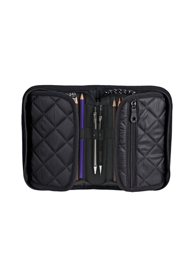 Jacbag Cover Soft-sert Kapaklı Ayraçlı Kapitone Kalem Kutusu Cover Soft-siyah renkli