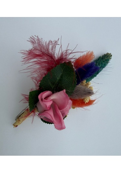Pembe Çiçekli Damat Yaka Çiçeği Çok Renkli