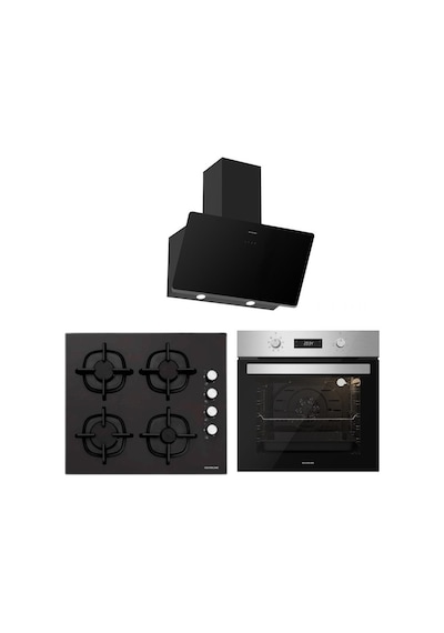 Silverline BO6504X01 - CS5343B01 - 3457 Soho 60 Siyah Cam Ankastre Set