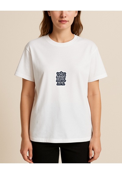 Aircraft Mechanic Baskılı Tasarımlı T-shirt Beyaz