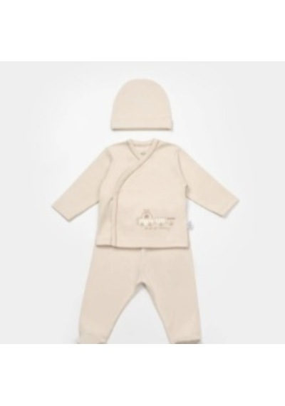 Bibaby Zıbın Takımı 3lü Canvas Flowers Boy Baby Latte Bej