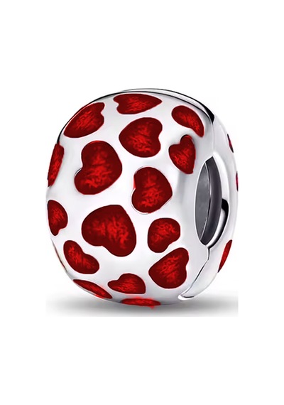 Mini Kalpli Klips Charm Gümüş