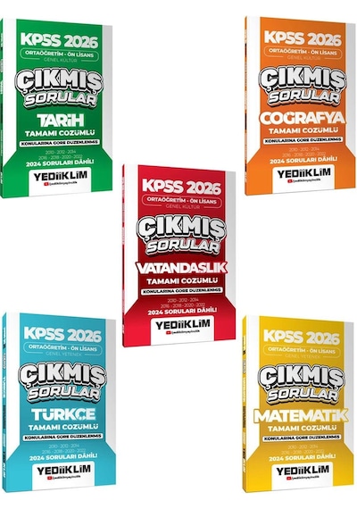 Yediiklim Kpss 2026 Ortaöğretim Ön Lisans Konularına Göre Düzenlenmiş Tamamı Çözümlü Çıkmış Sorular Seti 2024 Soruları Dahil