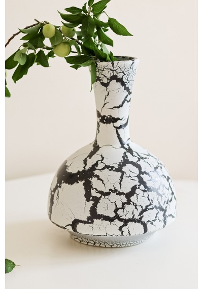 Odessa Vase Antik Seramik Vazo Dekoratif Obje Gri - Siyah - 639849139 Gri - Siyah