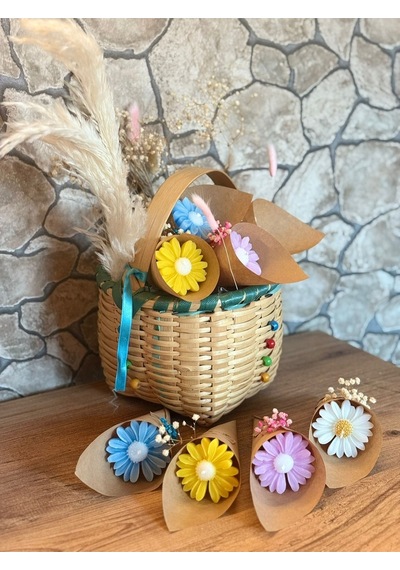 Bernami Vazo Pinterest Kişiye Özel Düğün Nişan Söz Hediyelik Papatya Kokulu Buket Mum Çok Renkli - 10 Adet Diğer